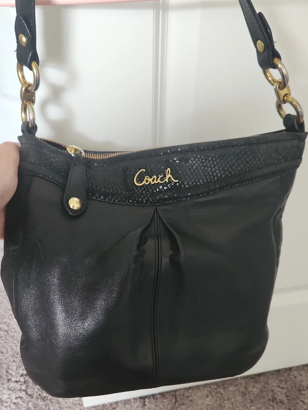 Vintage Coach Ashley Hobo Black Snake Bag